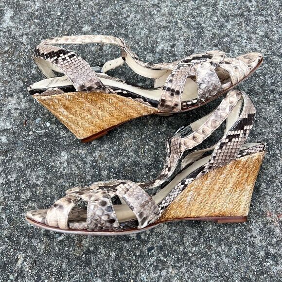 Alexandre Birman Shoes - Alexandre Birman Snake Skin Wedge Sandals Size 8